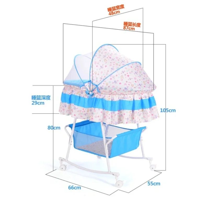 Baby Cradle Bed Small Cradle Bed Newborn Cradle Mosquito Net Multifunctional Comfort BB Roller Sleeping Basket