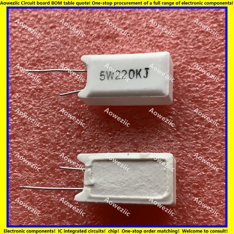 10 قطعة RX27-5 SQM مقاومة الأسمنت العمودي 5W220KJ (5 واط 220000 أوم 220000 RJ ΩJ) دقة مقاومة السيراميك ± 5% مقاومة الطاقة
