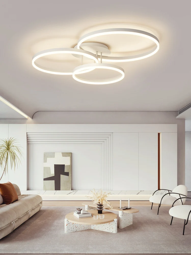 Nordic Creative Round Circle Chandeliers For Bedroom Living Room Restaurant Lighting Golden Coffee Lustre Ring Ceiling Lights
