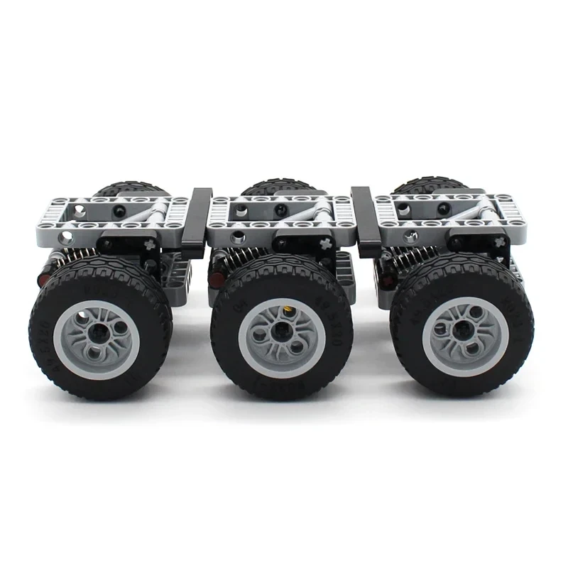 Mini-Dreiachsiges Fahrgestell 6-Rad-Anhänger-Bausatz 119 Teile MOC Technik-Bausteine Spielzeug – Detail 5