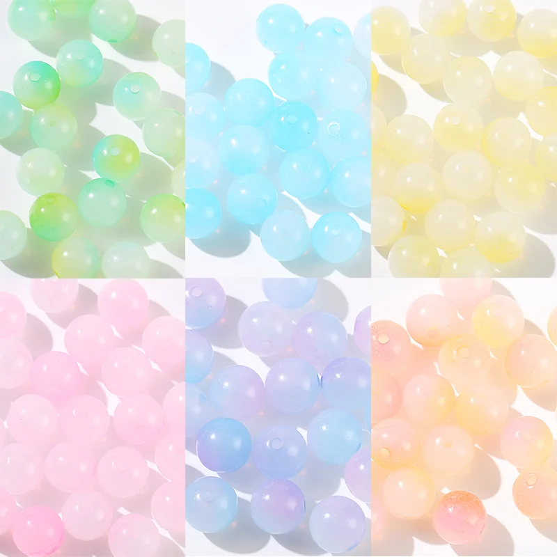 100pcs 8mm 10mm Gradient Round Acrylic Round Beads Loose Spacer Beads diy Jewelry Making Craft Bracelet Necklace