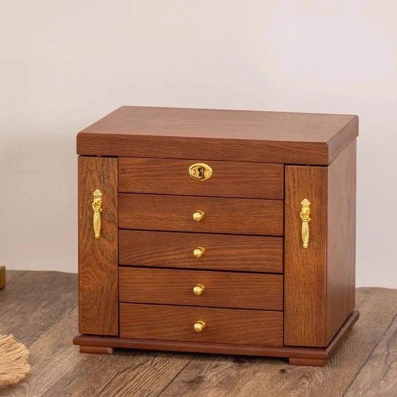 

Large capacity solid wood jewelry storage box, retro jewelry box