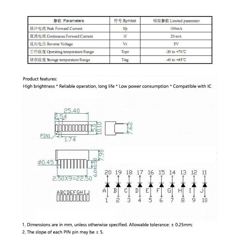 10 szt. Wykresu listwa LED 10 segmentowy moduł z wyświetlaczem LED Ultra jasny zielonym tablica Led, do wyświetlania Arduino