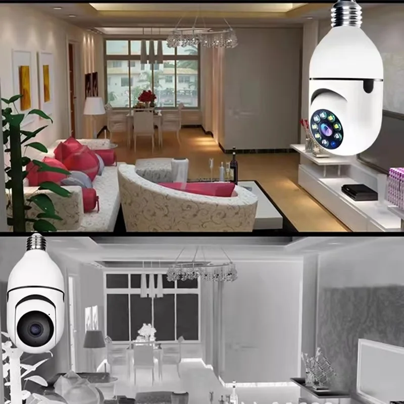 E27 Bulb Wifi Security Camera HD 360° PTZ Color Night Vision Human Tracking Two‑Way Audio Indoor Baby Monitor Cam