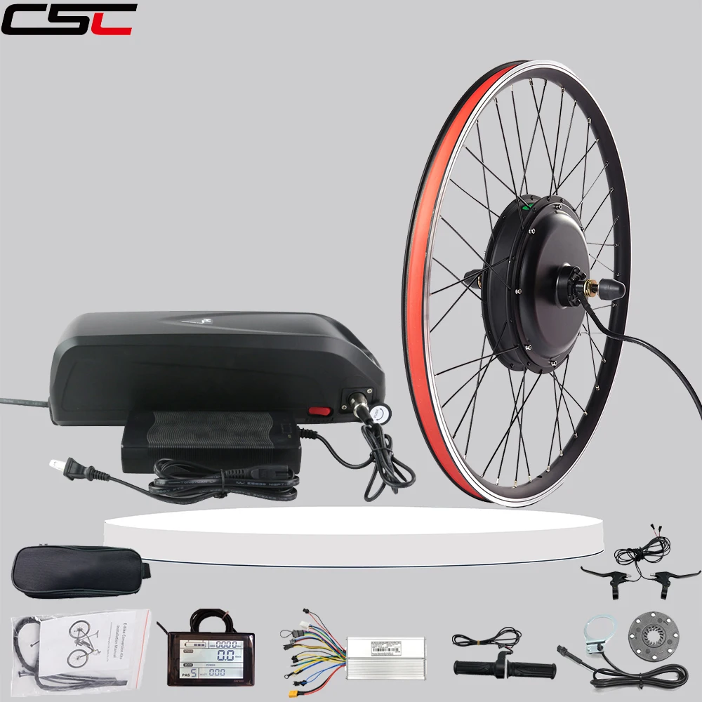 CSC Kit de Conversion de vélo électrique 48V 1000W moteur de moyeu sans brosse 1500W Kit de Conversion de vélo électrique 48V 18AH 25AH batterie hailong