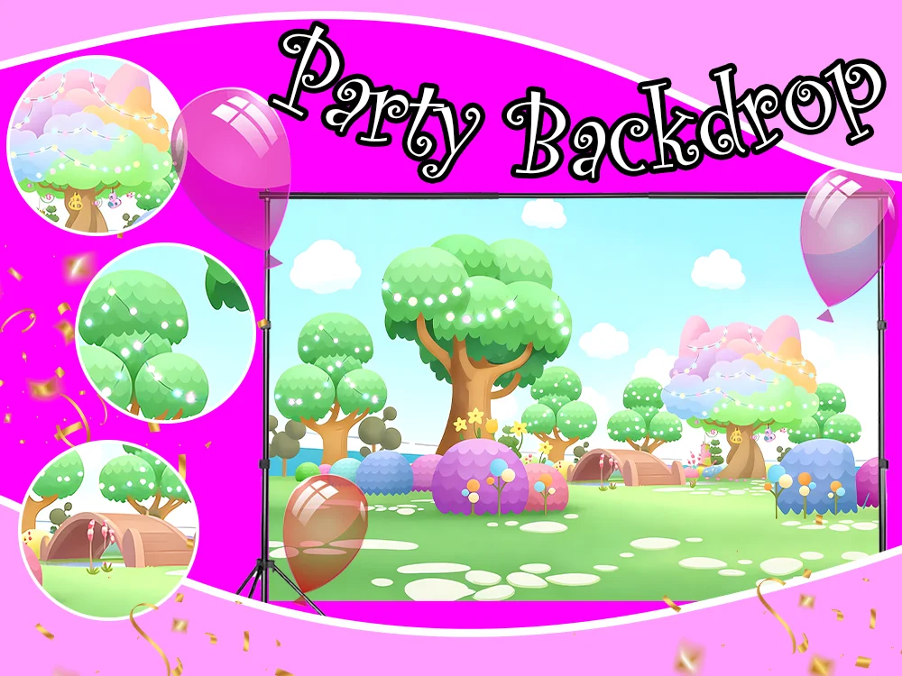 Niedlicher Cartoon Gabby Happy Birthday Hintergrund-Banner Kinderparty Fotografie-Hintergrund Dekorationszubehör Fotografie-Requisite – Detail 4