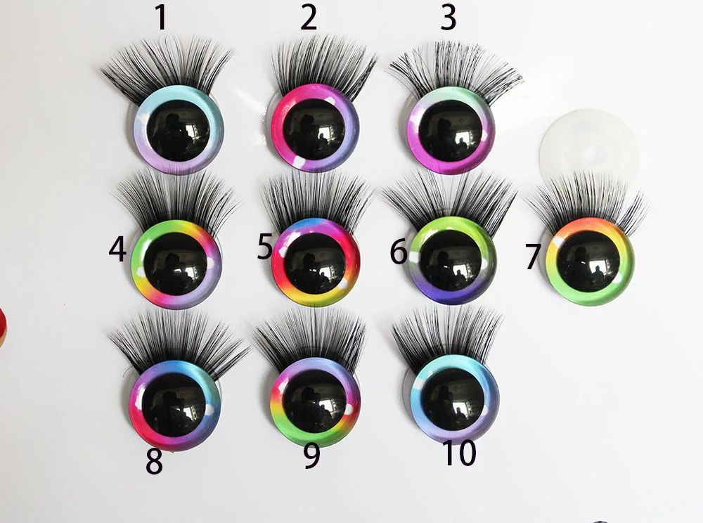 10set/lot   new cute  9mm- 35mm  3D toy safety eyes  doll eyes with eyelash tray  with back washer for  diy craft --HB10