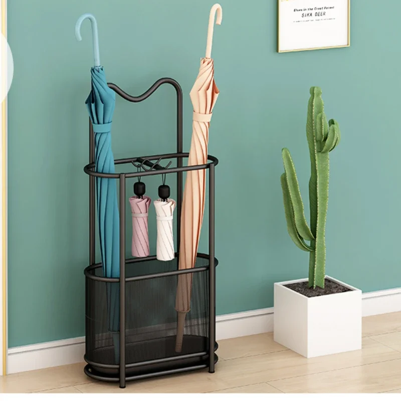 Cat Ear Shape Entryway Umbrella Stand Large Capacity Metal Holder with Water Storage Tray Home Storage Basket Unique