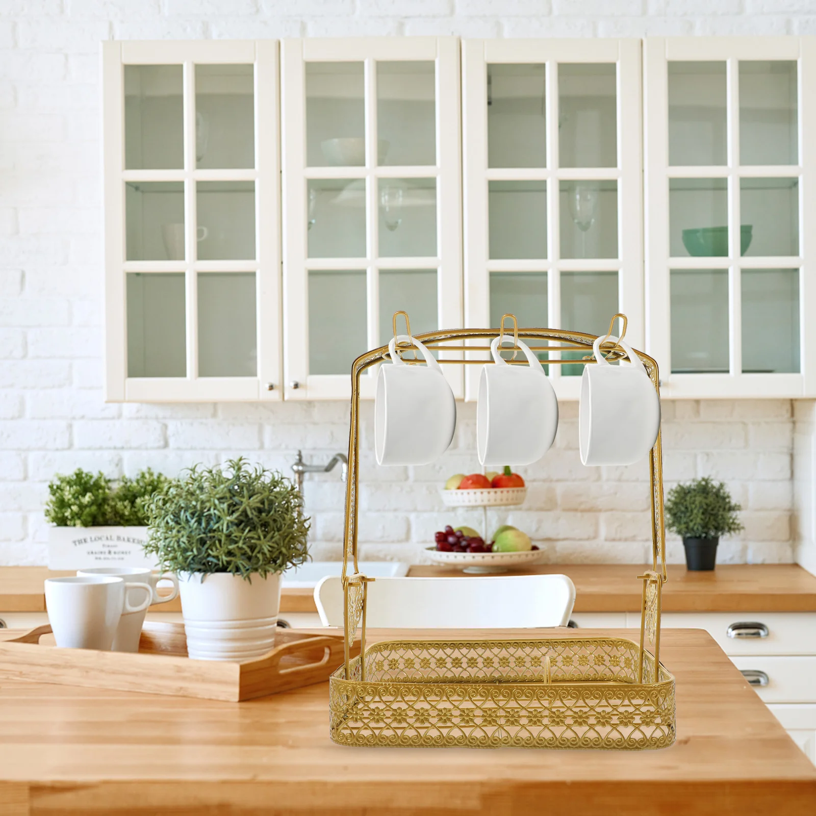 

Coffee Mug Holder Metal Rustic Iron Cup Saucer Stand for Kitchen Countertop Storage Organizer Mug Display Rack Tea Cup Holder