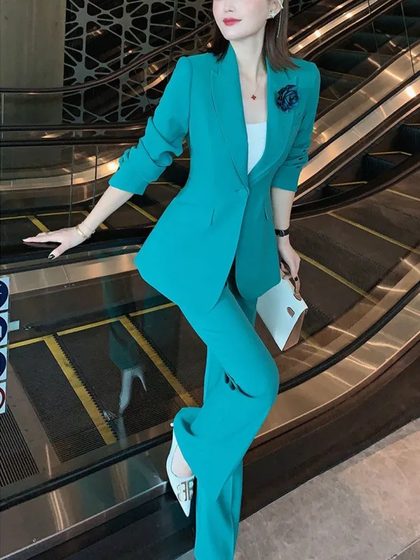 

Slimming Fashionable Suit Set Elegant Wide Leg Pants Two Piece Set Autumn Collection Women's Fashionable Workwear Ensemble