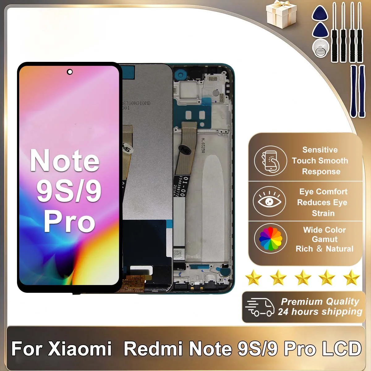 IPS For Xiaomi Redmi Note 9 Pro LCD M2003J6B2G Touch Screen For Redmi Note 9S LCD M2003J6A1G Display Digitizer Replacement Parts