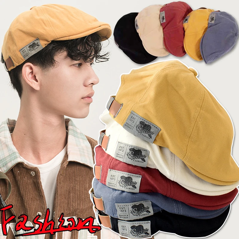 Vintage Linen Peaked Cap Men\'s Beret Woman British Western Ivy Hat Forward Classic Autumn Winter Street Artist Visors Youngsters