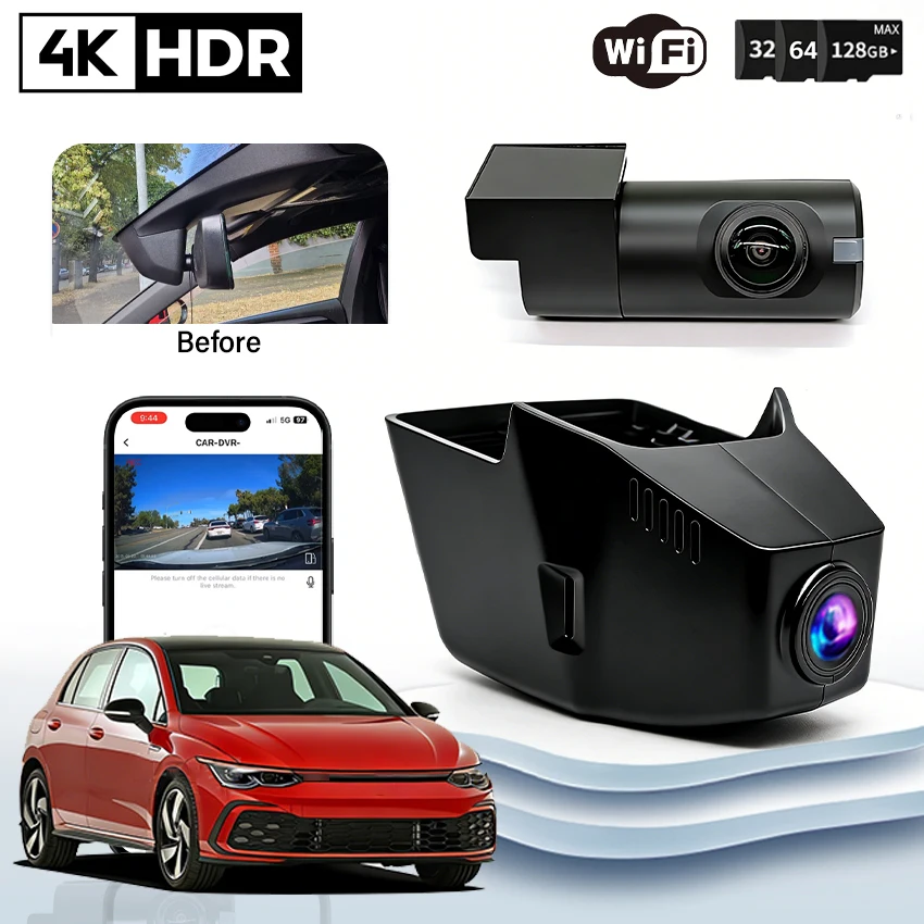 4K HD 2160P WIFi Car DVR Dash Cam DashCam Devices Accessories For Volkswagen VW Atlas Caddy Passat Tiguan Touran B6 B7 B8 Mk2