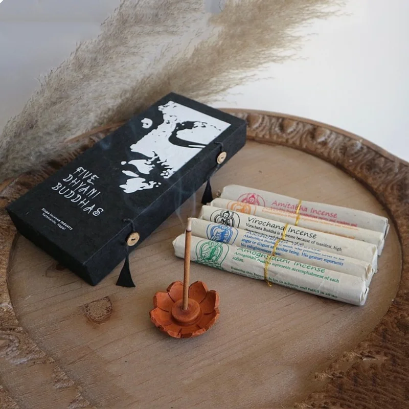 Nepal Line Incense Five Zen Buddha Advanced Gift Box Tibetan Incense Natural Plant Incense DIY for Buddha Incense Fresh Air