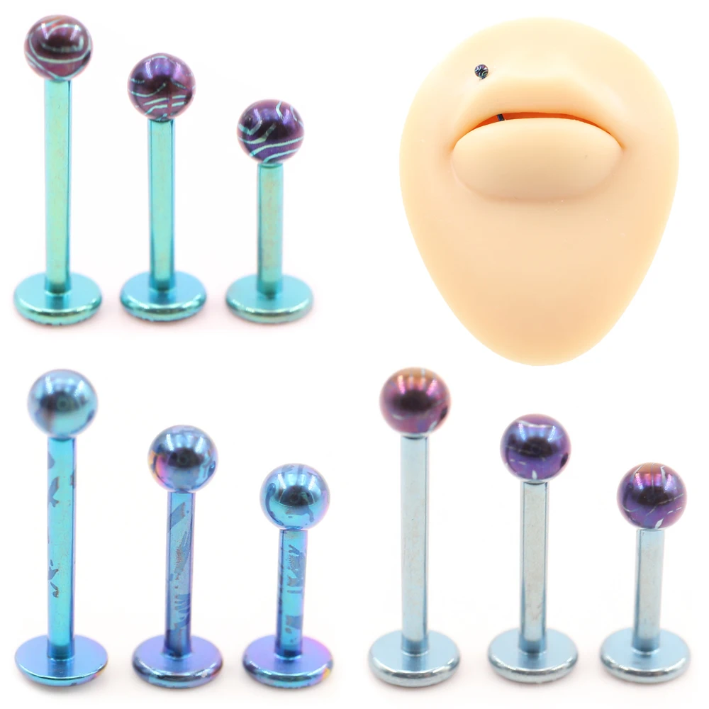 1 Piece Punk Externally Threaded Titanium Ball Labret Lip Rings Ear Stud Tragus Cartilage Barbell Earrings Body Piercing Jewelry