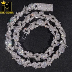 13mm 5A Zircon Thorn Flower Necklace Iced Out Link Cuban Bling Necklace For Men And Women Fashion Hip Hop Jewelry Drop Shipping