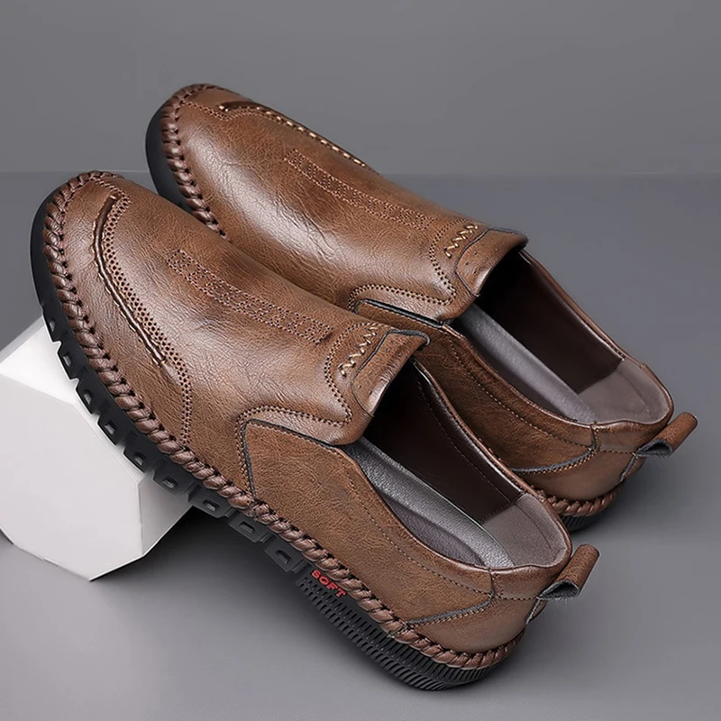 Comemore Men Loafers Lightweight PU Leather Business Shoes Men's Sneakers British Low-top Casual Shoe Fashion Work Moccasin Shoe
