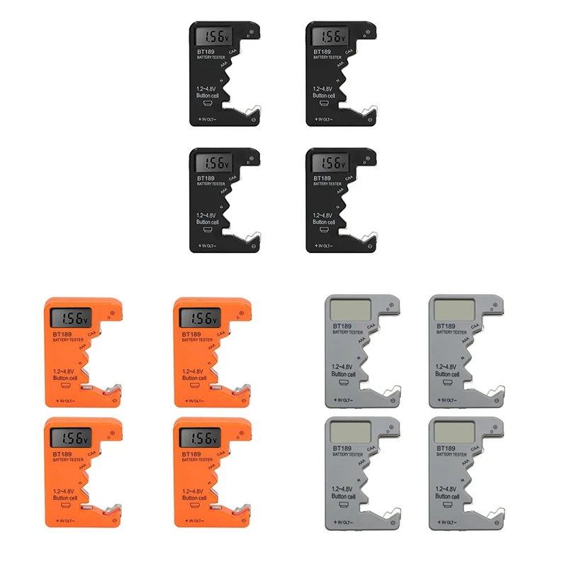 

4 Pcs Universal Battery Tester For AA AAA 6F22 9V 1.5V Battery, For Household Batteries Black