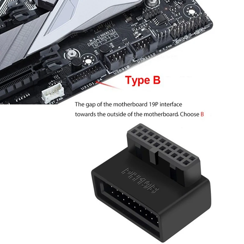 【Must-Haves】2Pcs Computer Motherboard Header Adapter USB 3.0 19P/20P 90 Degree Desktop Converter Desktop Computer Accessories