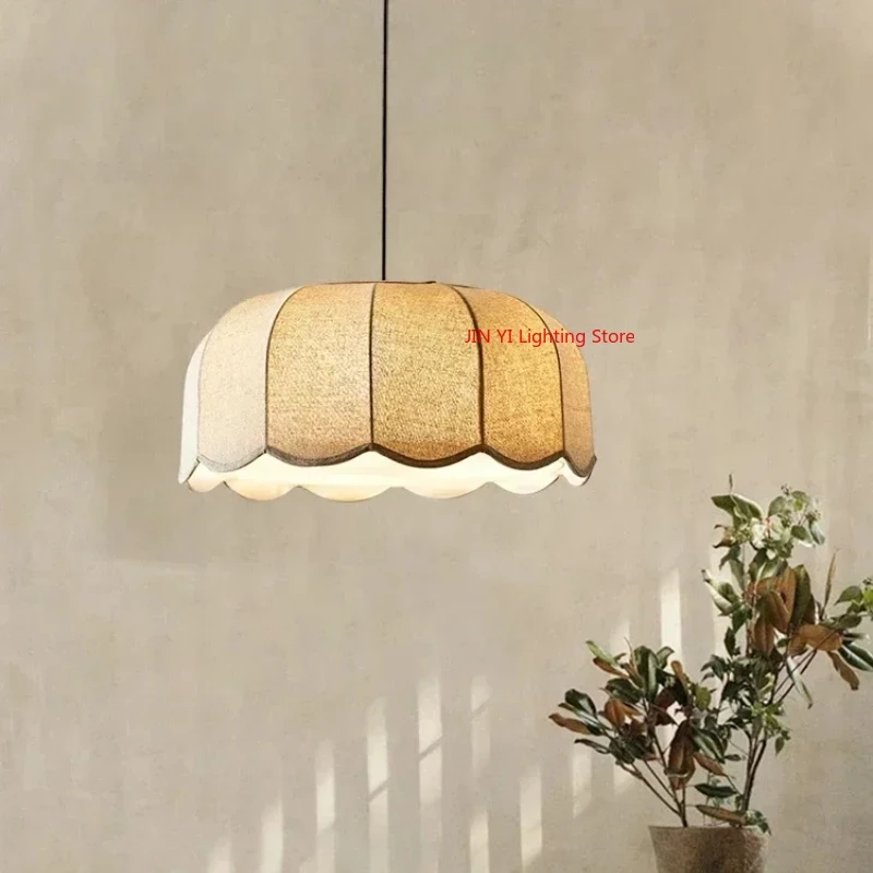 Retro Style French Bedroom Fabric Pendant Light Pattern, Medieval Restaurant Bar Counter Romantic Room Main Lighting Fixture
