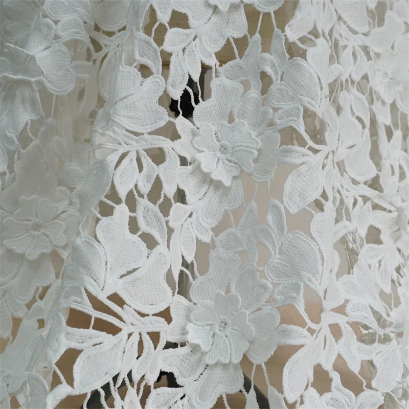 1 Yard Stunning 3D Leaf Petal Guipure Bridal Lace Fabric Milk silk lace for Lace Tops skirt Prom Garment Wedding ball gown