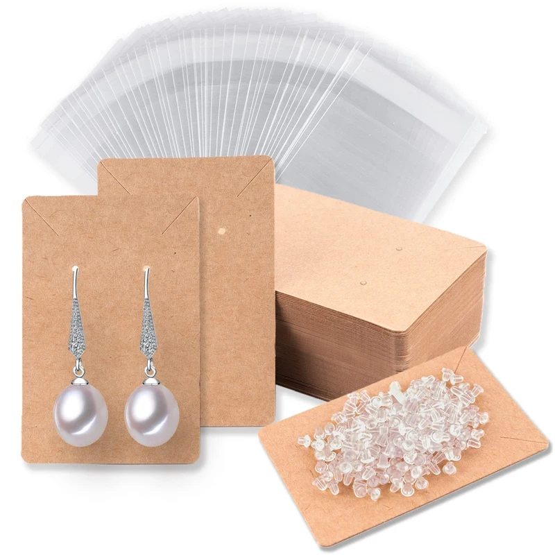 Earring Cards Includes 120Earring Clip Cards,120 Earring Packs And 240Earring Backs For Earring/Necklace/Jewelry Display