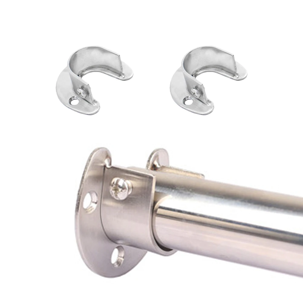 

4 Pcs Stainless Steel Heavy Duty Closet Brackets Wall Mount Hanging Supports Rod Holder Wardrobe Rail Sockets For Bathroom