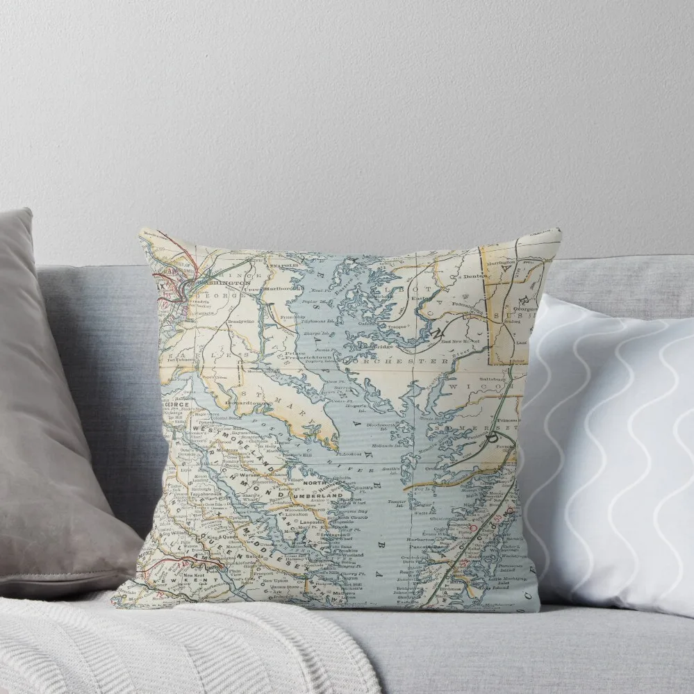 

Vintage Map of the Chesapeake Bay (1901) Throw Pillow christmas supplies Pillowcases