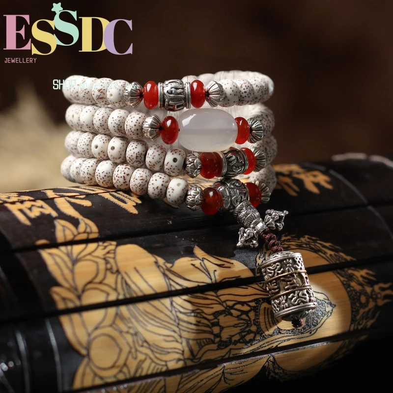 Wholesale Natural Xingyue Bodhi  108 Buddha Bead Necklace Ethnic Style Rosary Bracelet Tibetan Silver Accessories