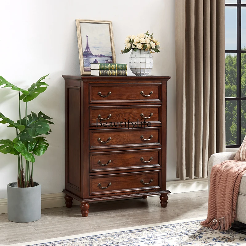 

American all-solid wood chest living room small apartment storage solid wood storage cabinet