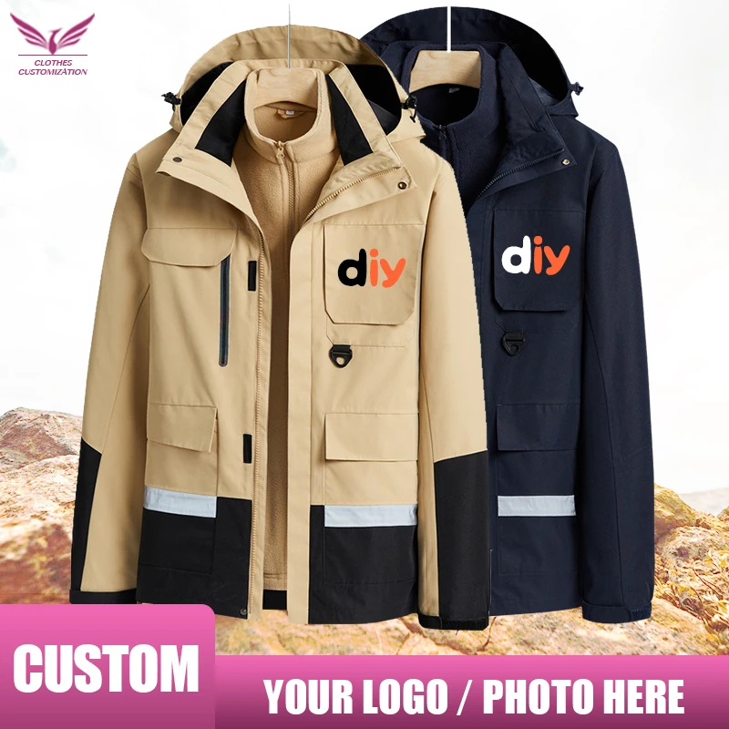 

Customized winter thick jacket company batch custom workwear print logo outdoor waterproof warm coat Men Windbreaker Warm Parkas