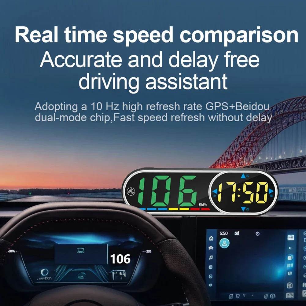 Head Up Display Black Digital Speedometer Quick Use Easy Installation Driving Information Display Compact Size