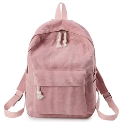 Sac à dos design en velours côtelé pour femme, sacs d'école pour adolescentes, sac à dos rayé, sacs de voyage