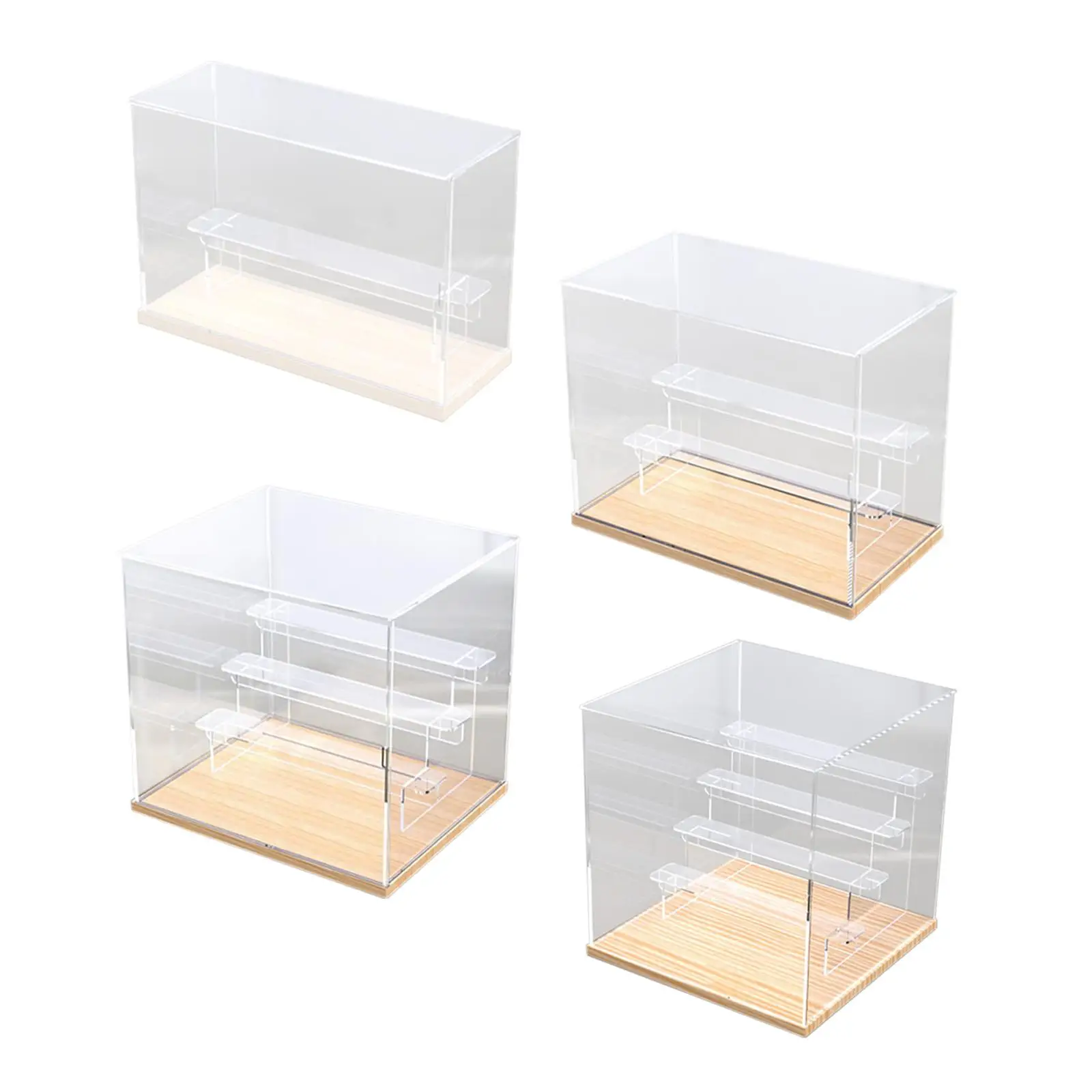 Vitrina transparente para coleccionables, Base de madera para montar, figuras de acción coleccionables, muñecos de recuerdos, figuras en miniatura