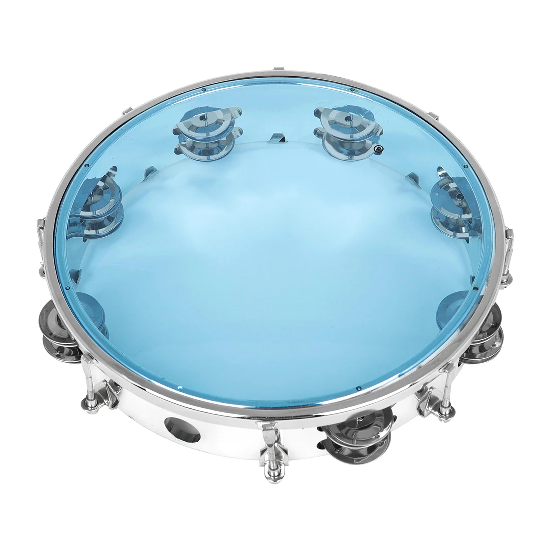 IRIN 10-inch Double Row Blue Handbell Self Tuning Transparent Tambourine Orff Percussion Instrument   Party/Celebration Play