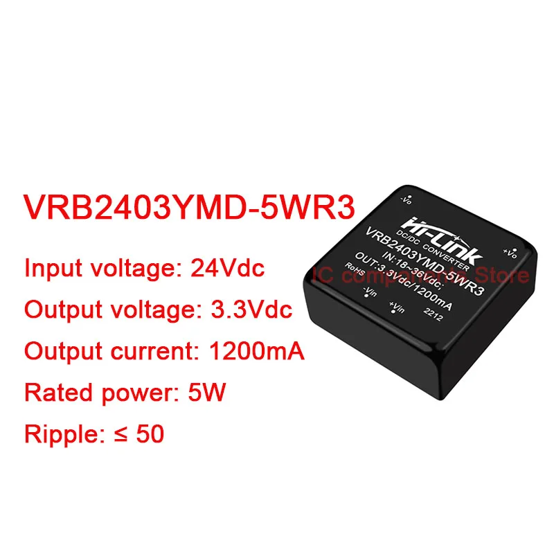 5W DCDC Isolated Converter 24V to 3/5/9/12/15/24V Switching Power Supply Module VRB21205YMD-5WR3 VRB2405YMD-10WR3