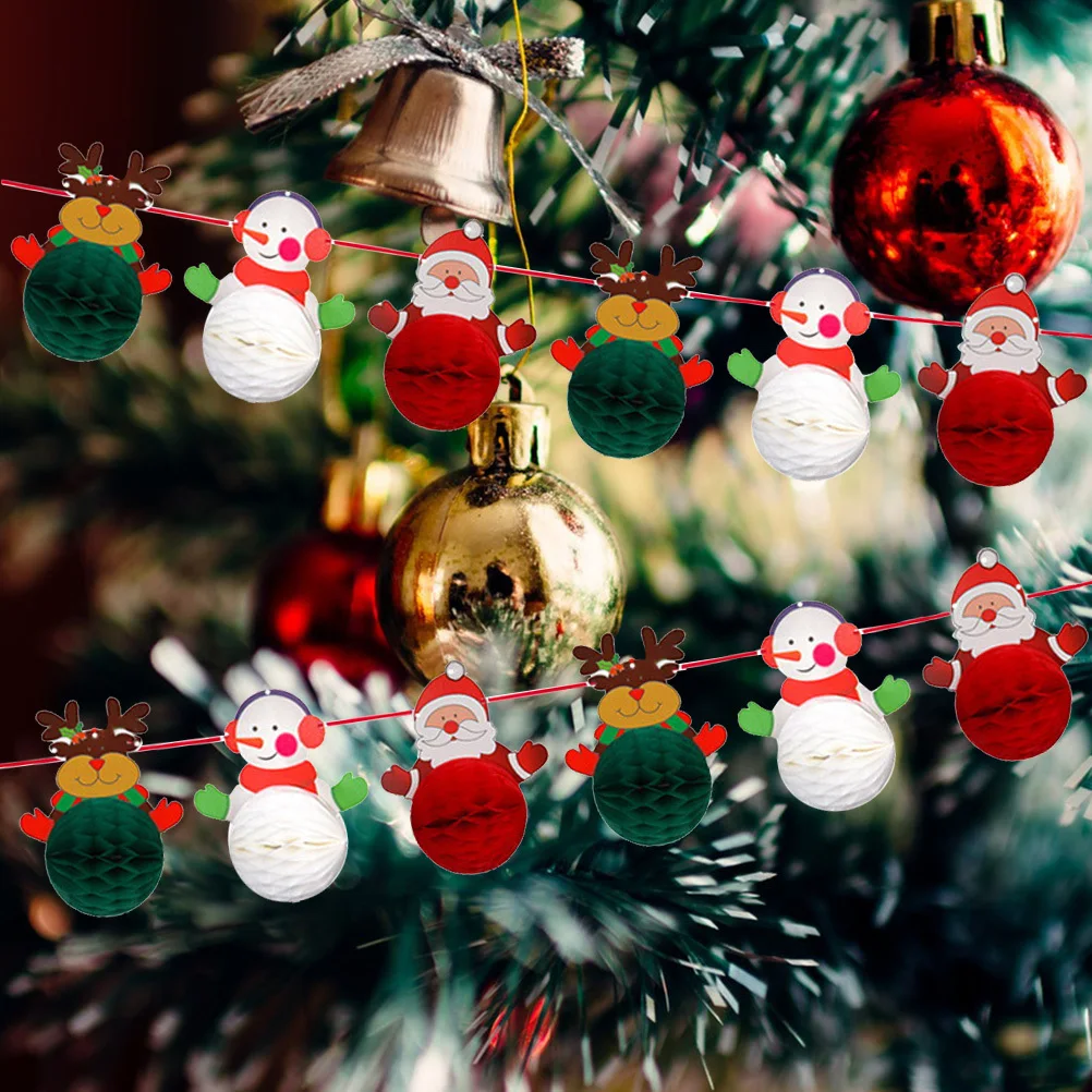 

Festive Christmas Honeycomb Banner Decor Paper Garland for Party Theme Celebration Unique Attractive Decoration Item