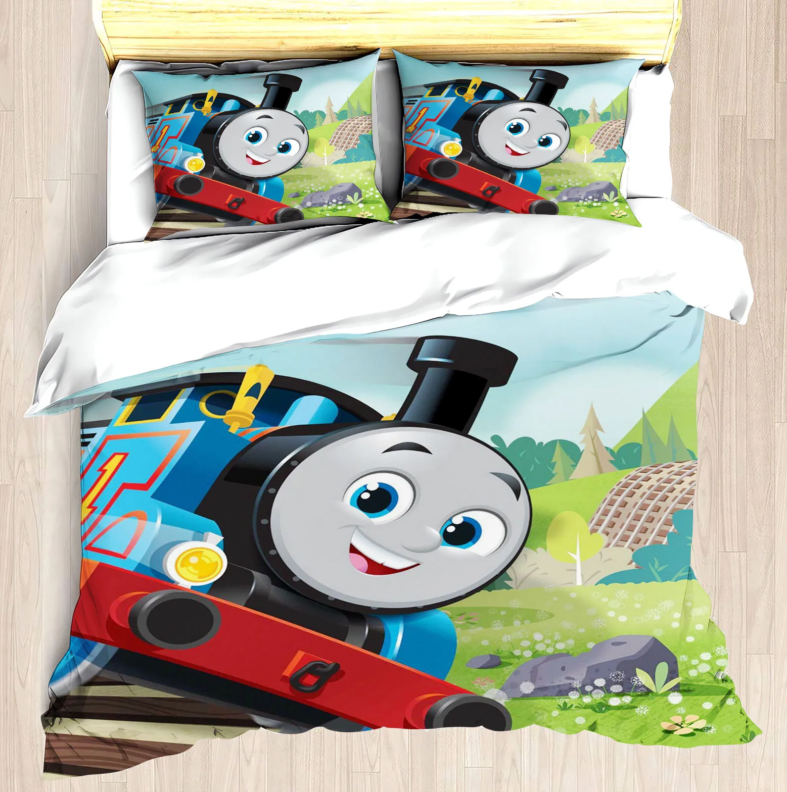 Thomas and Friends Home Quilt Cover Small Train Boys Room 3D Decor Print Comfortable Set Teenager Children Breathable Bedding