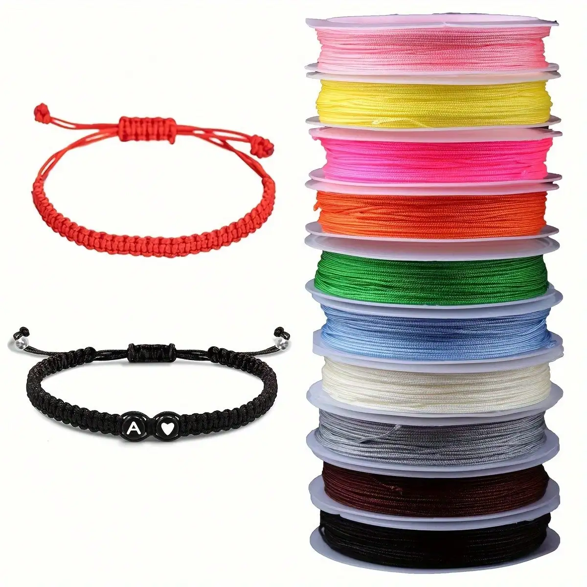 Colorful Nylon Cord for Chinese Knotting, DIY Jewelry Making Bracelets Necklaces Anklets, Inelastic Beading String (Multicolor)