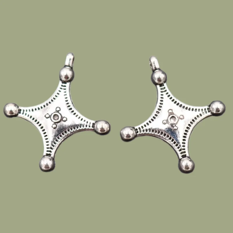 10pcs Silver Plated Retro Crosses Pendant Earrings Bracelet Metal Accessories DIY Charms For Jewelry Crafts Making 35*30mm A1980