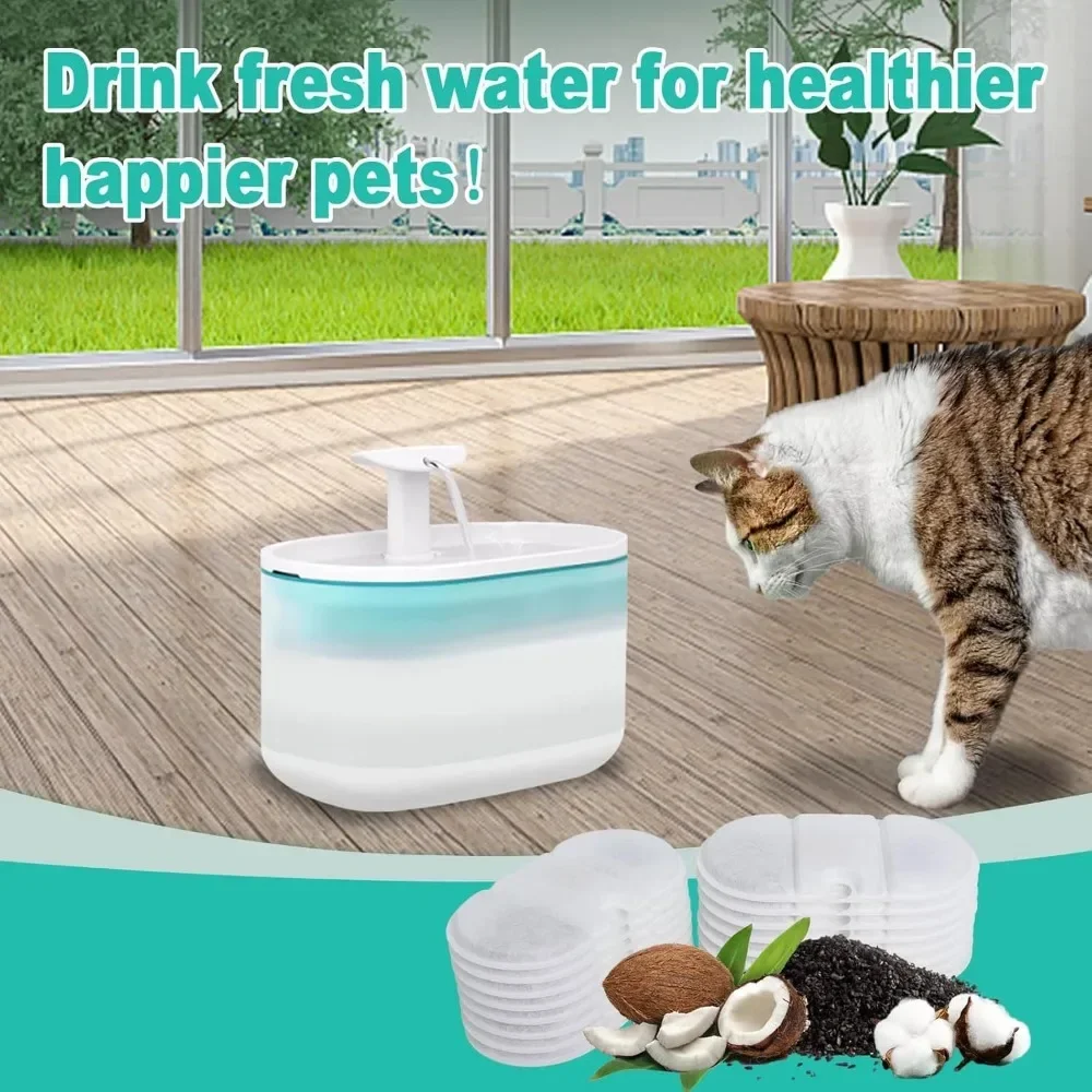 Pet Fountain Filters For Cat Water Fountain PETLIBRO PLWF002-71oz/2.1L, Triple Filtration Durable