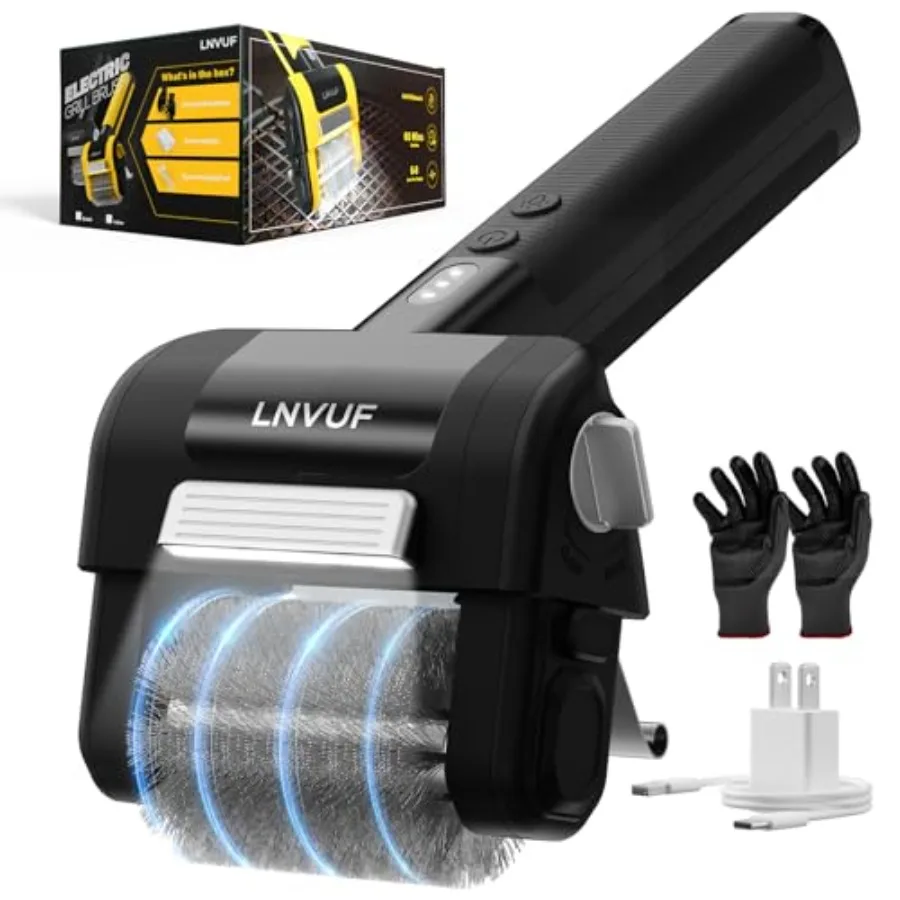 

Electric Grill Brush Grill Cleaner with LED Light with 800 RPM Motor 304 Removable Stainless Steel Brush Head Cordless and Type