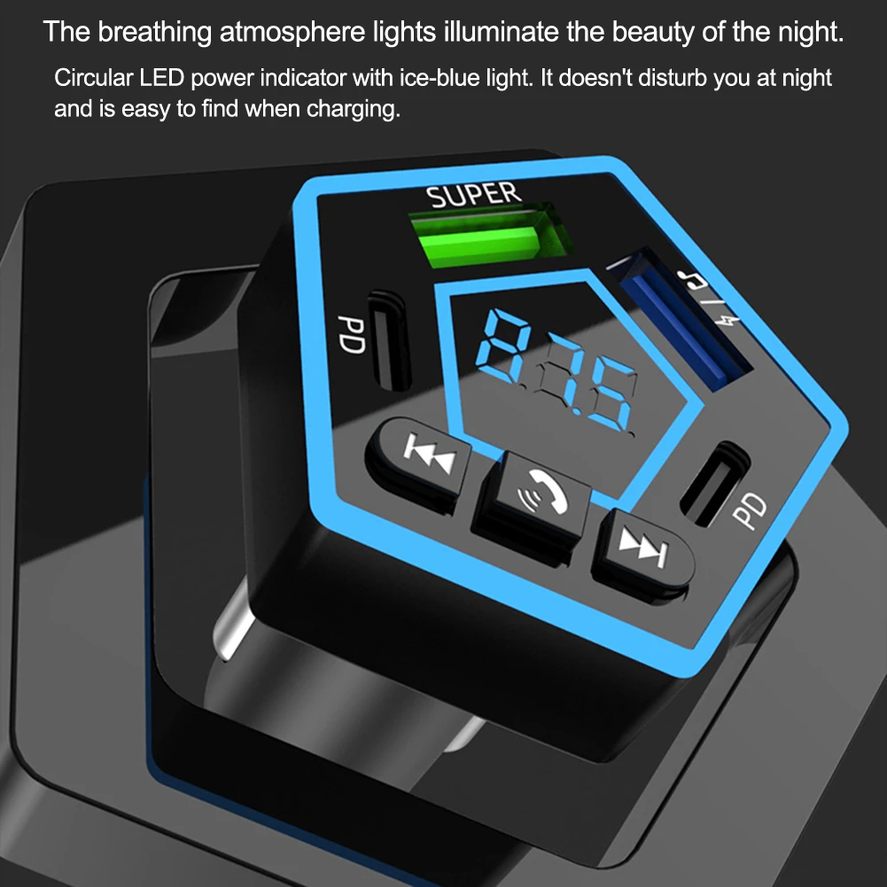Driving Experience 4 Ports Car Charger Ambient Lighting Charger Black Compact Design High Universality Fitment