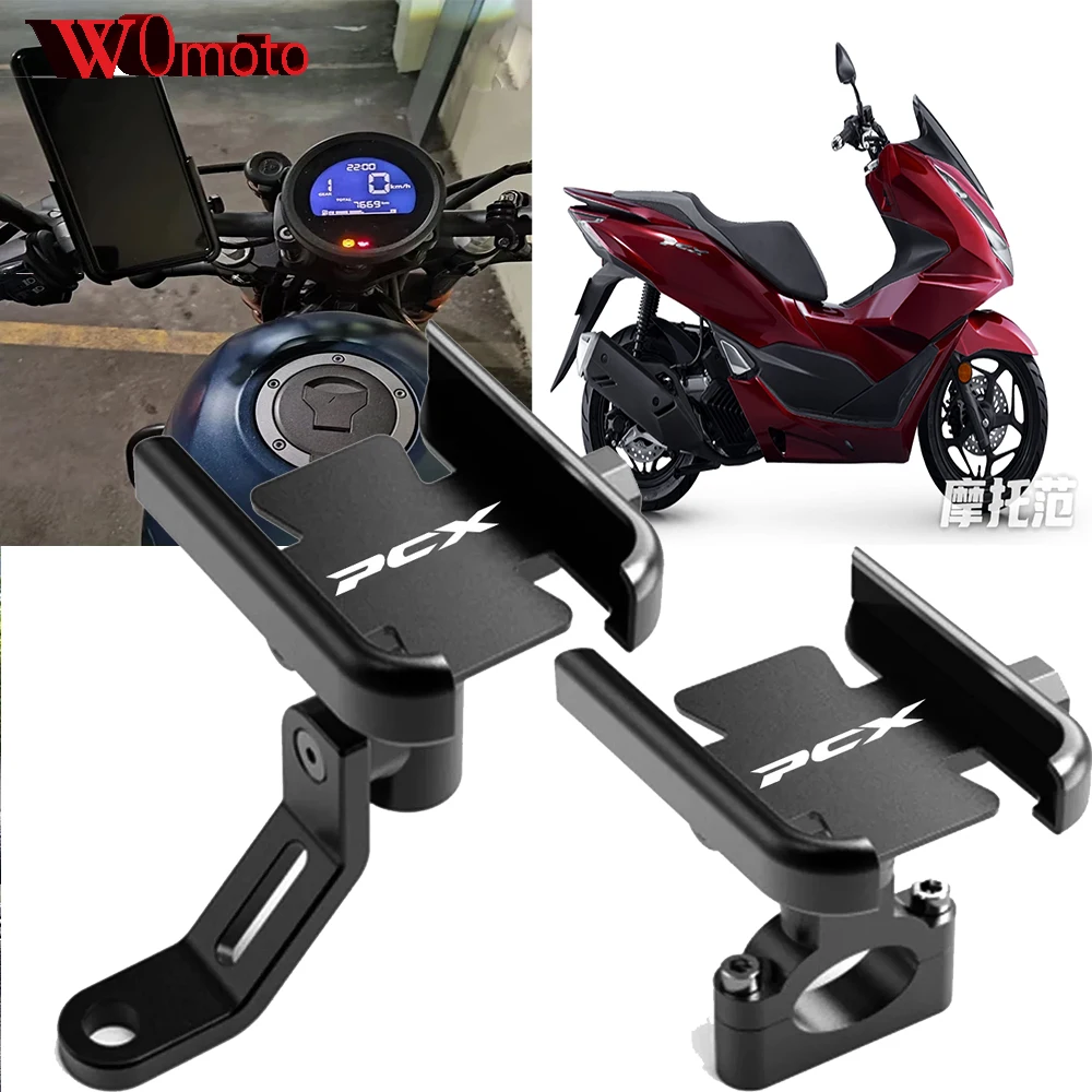 for HONDA PCX160 PCX125 PCX150 PCX 160 125 150 Motorcycle Aluminum GPS Mobile Phone Holder Handlebar Mirror Bracket Case