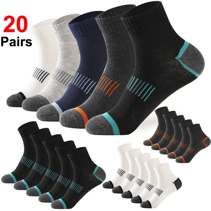 Image of Herren-Socken aus Hochwertiger Baumwolle - Größen 38-43 - 5/10/20 Paar Lässige Atmungsaktive Sport-Socken in Schwarz