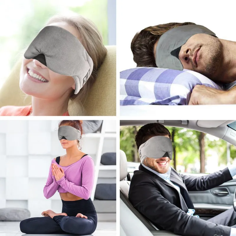 Máscara de ojos para dormir, auriculares inalámbricos con cancelación de ruido, Bluetooth V5.0, estéreo, manos libres, diadema de música para Sistema iOS