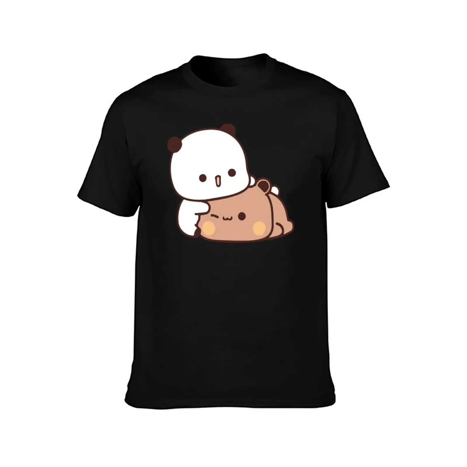Bear and Panda Bubu Dudu Balloon T-Shirt, Summer Casual Cotton Tee, Oversized Streetwear Tops, Vintage Graphic Print