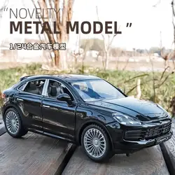 Modèle de voiture en alliage de voiture pour enfants, 1:24, Porsche Broderie, S Turbo SUV, Diecasts, Jouet en métal, Simulation, Son, Lumière, Collection, Cadeau, F384