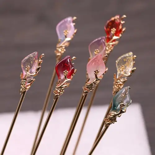 Horquillas para el pelo Hanfu de estilo chino Vintage para mujer, horquilla para el pelo esmaltada de Metal, joyería para mujer, pinza para el pelo, palo para el pelo