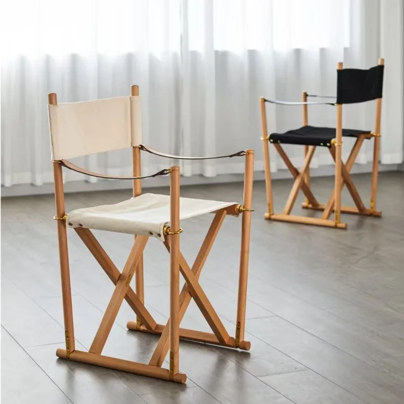 Vintage Folding Director Chair Portable Outdoor Picnic Camping Seat Designer Backrest Leisure Chair Mid-Century Foldable Chairs